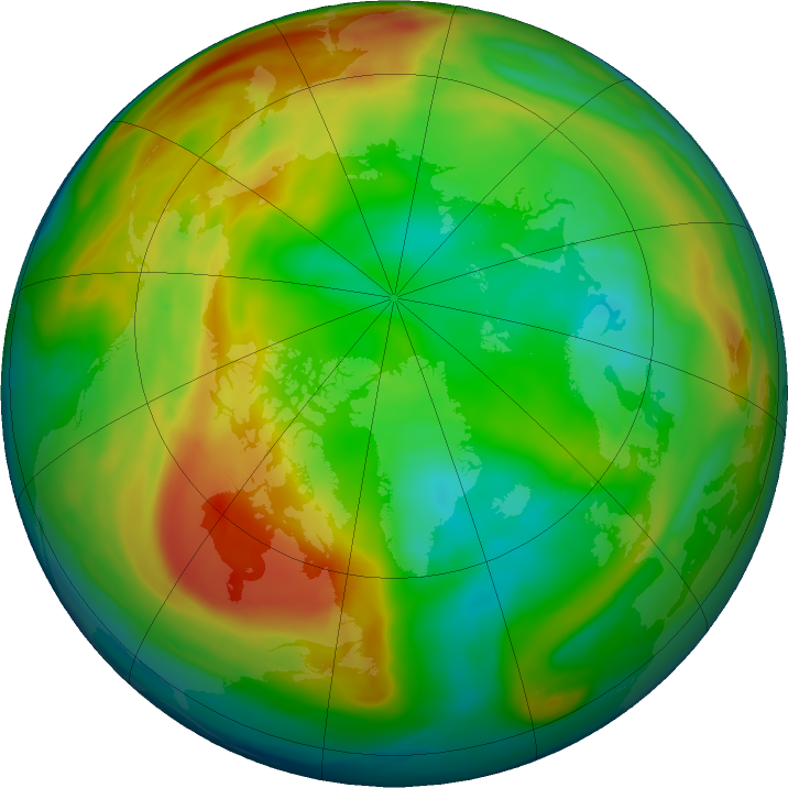 Arctic ozone map for 19 January 2022